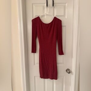 Naked Zebra Red Long Sleeve Bodycon Dress